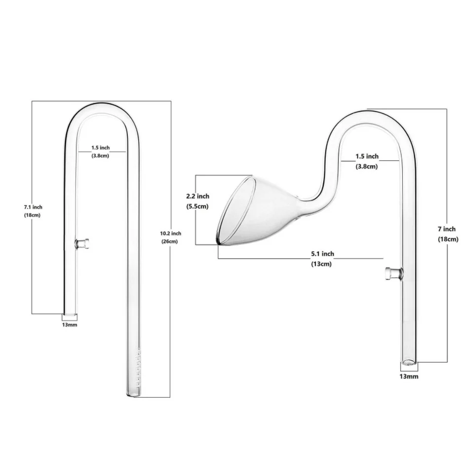 VIV 13mm 17mm ADA Style Lily Glass Inflow and Outflow Pipe for 12/16 16/22 Pipe, Fish Plant Tank Aquarium