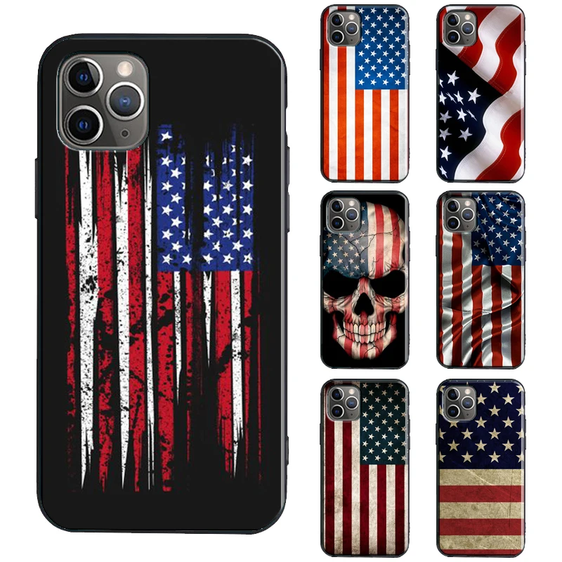 American USA Flag TPU Case For iPhone 13 11 14 12 Pro Max mini XR X XS Max 6S 7 8 Plus SE 2020 Cover Funda