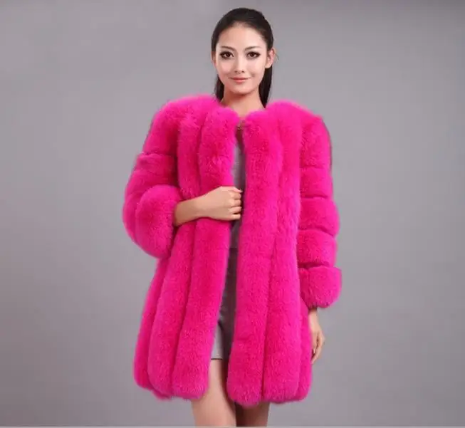 

S-4XL fashion Winter New fashion brand Fake fox fur jacket women's Furry Luxury stitching thicker warm Faux fur coat wj1231