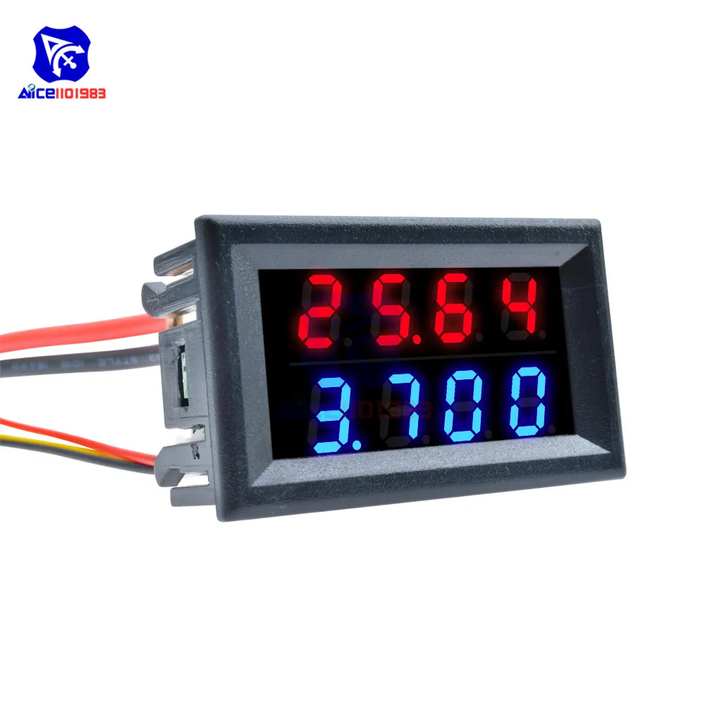 diymore High Precision Dual LED Digital Display Voltmeter Ammeter 4 Bit Red/Blue Red/Red Voltage Current Meter DC 4-28V 10A