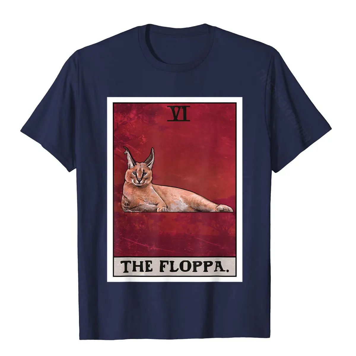 The Floppa Caracal Cat Tarot Card Funny Meme T-Shirt Cotton Tops Shirt Comfortable Popular Fashionable T Shirt