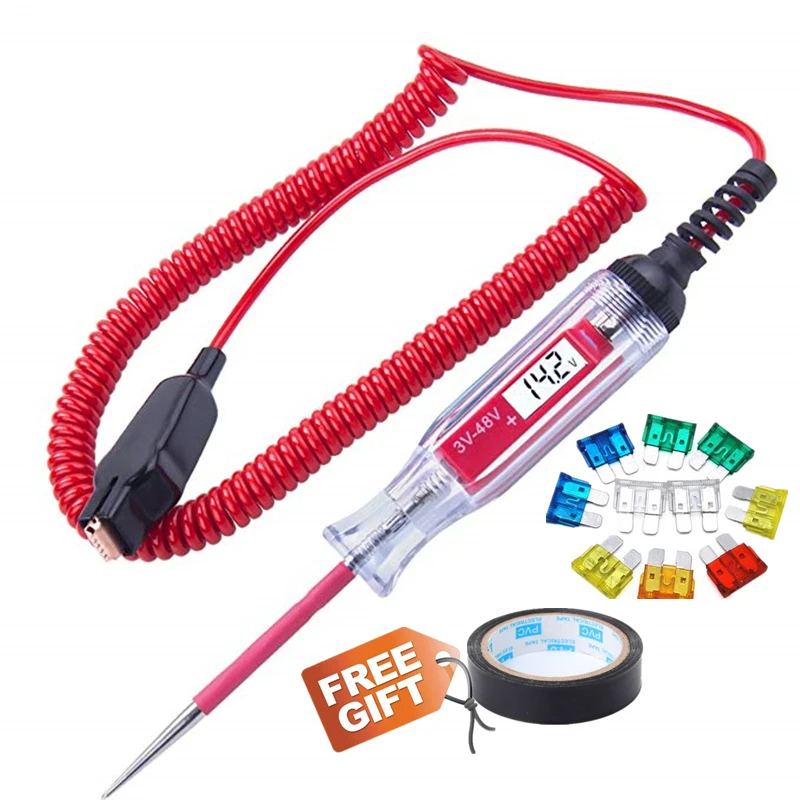 

Universal 3-48V Digital Power Probe Multi Function Fuse Line Battery Voltage Circuit Test Pen Electroscope Automotive Scanner