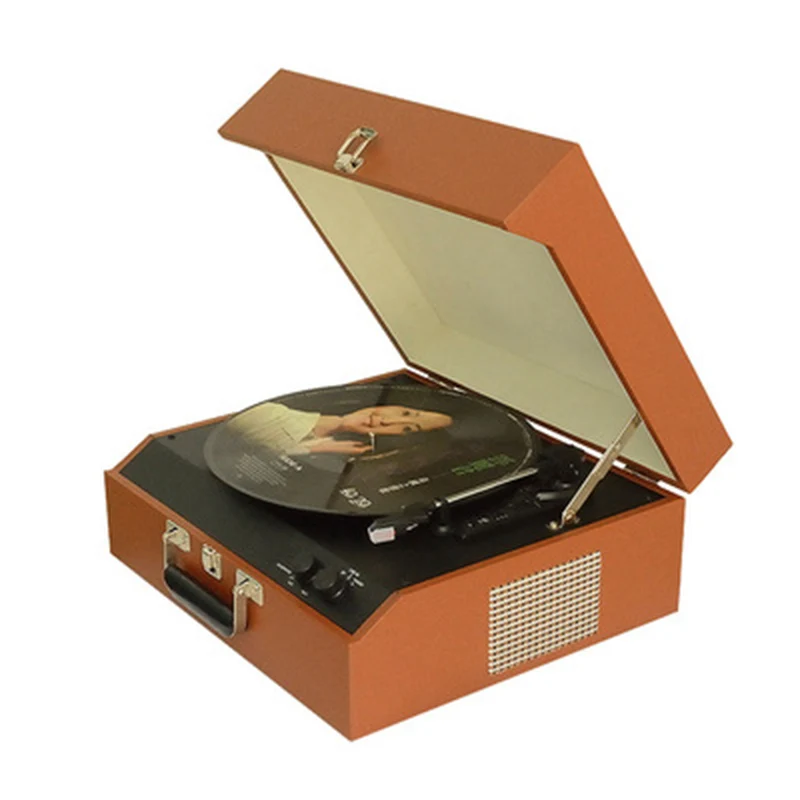 Retro gramophone portable gramophone vinyl record player wooden retro creative antique bluetooth audio turntable player