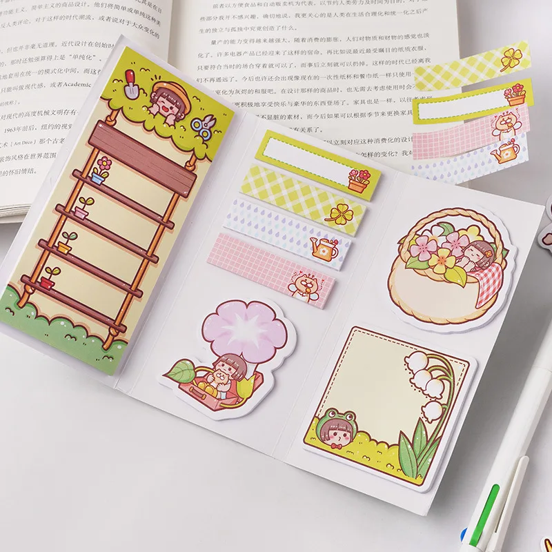 1set/lot Memo Pads Sticky Notes Cartoon cute girl Paper diary Scrapbooking Stickers Office School stationery Notepad