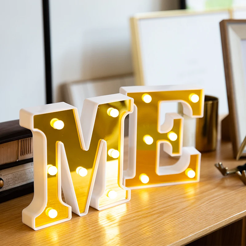 Letters LED Luminous 26 English Alphabet Lamp Marry Happy Birthday Christmas Party Wedding Valentines Decoration Night Lights