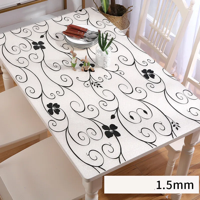 1.0mm/1.5mm/2.0mm/3.0mm Thick PVC Table Cloths Soft Glass Oilproof Table Covers Waterproof Tablecloth Oil Glass Soft Cloth Decor