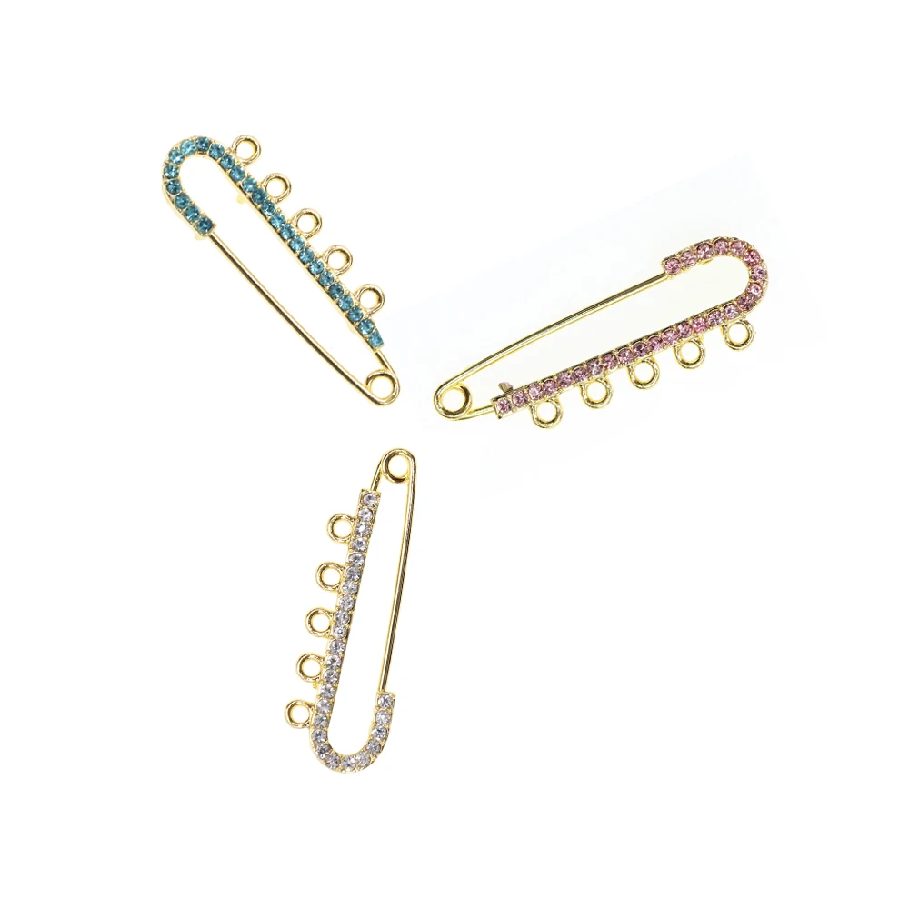 3 teile/los Vergoldet Muslim Islamischen Baby Pins Strass Kinderwagen Sicherheitsnadeln Mit Schlaufen für Neugeborene Geschenk Schmuck Machen – Detail 2