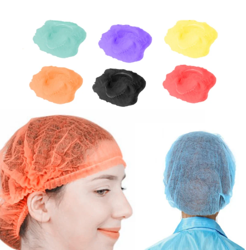 20 Pcs Disposable Hair Net Caps Elastic Anti-Dust Hats Head Cover Factory Workwear Food Catering Kitchen Disposable Caps