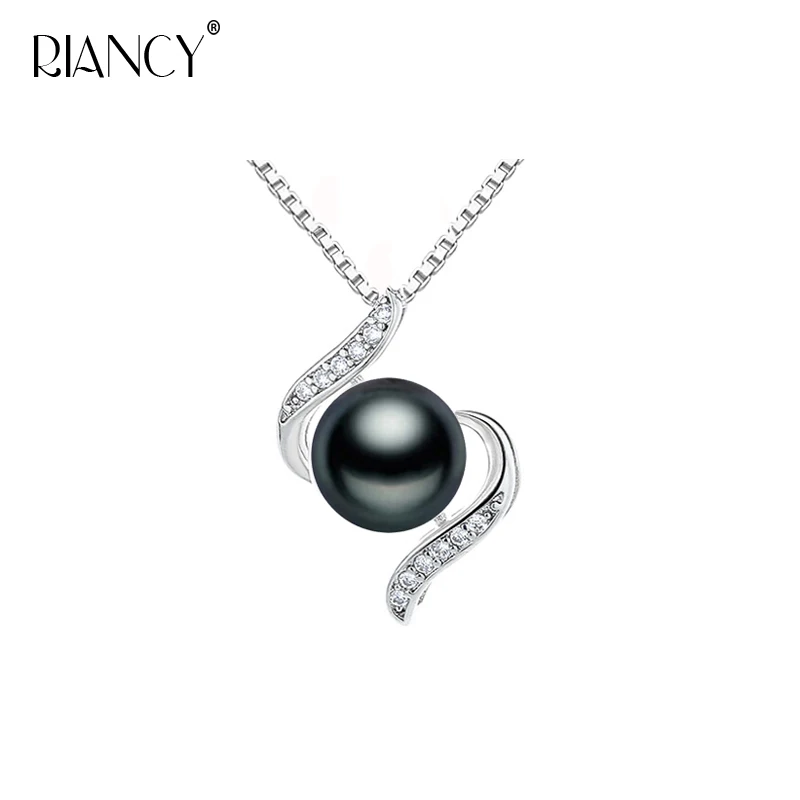 

Real Natural black Pearl Pendant For Women,Classic 925 Silver Necklace Girl Birthday Small Gift