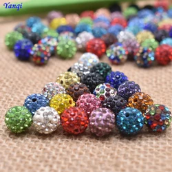 Yanqi 20pcs 10mm Mixed Colors Rhinestone Crystal Beads Fit European Disco Shamballa Beads Necklace Diy Spacer Beads Bracelet