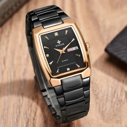 WWOOR Men Luxury Watch Stainless Steel Male Casual Clock Quartz Waterproof Sports Wristwatch Calendar Watch For Man Reloj Hombre