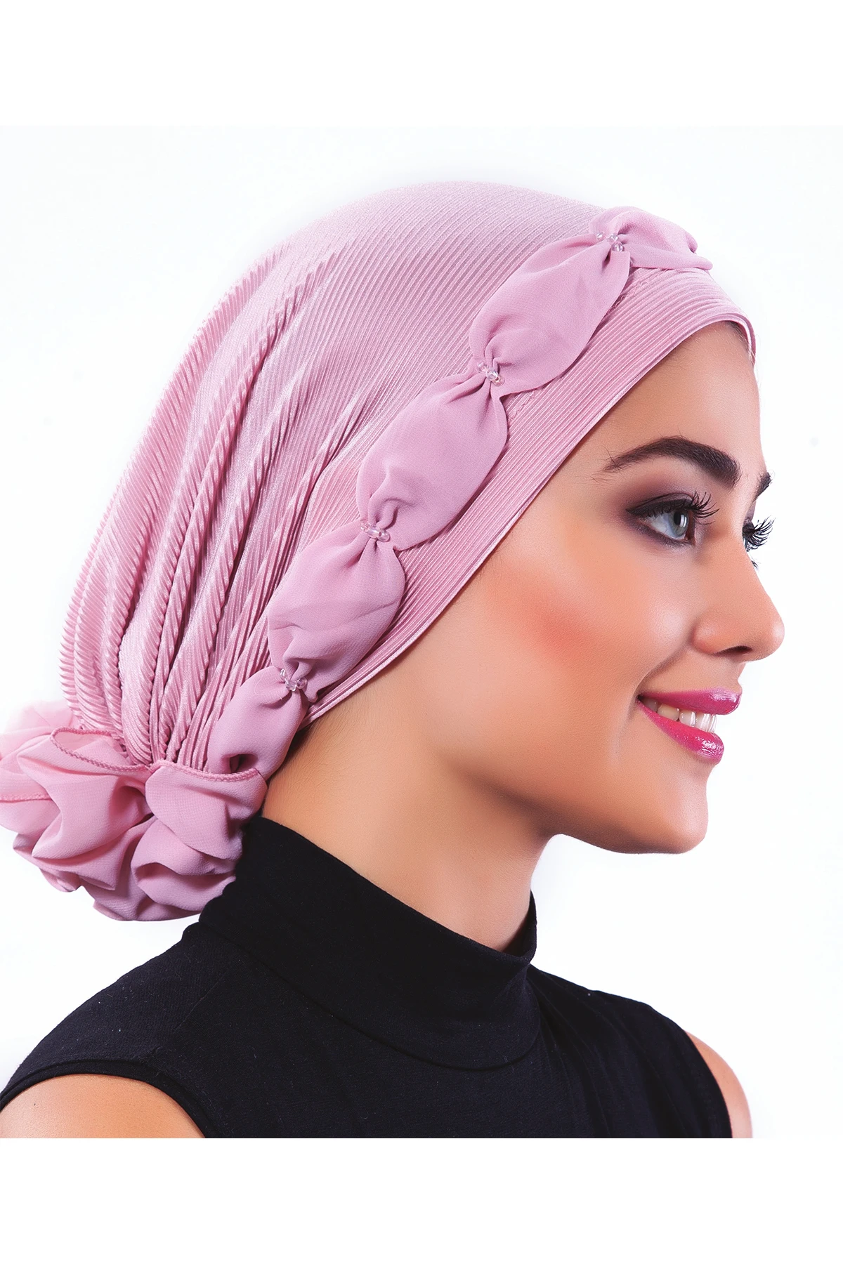 2022 New Fashion Pleat Shirred Ready Made Turban Hijab Bonnet Scarf Cancer Cap Special Women Product Beret Bandana Muslim Bead Pearl