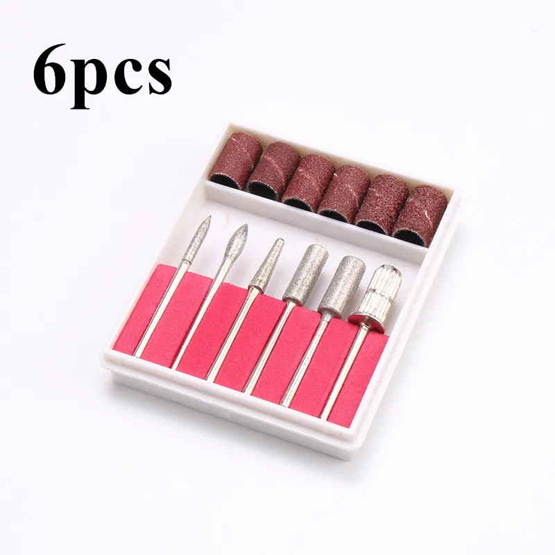 6 Pcs Nail Drill Bits 2.35mm Rod Sanding Bands for Electric Manicure Machine Pedicure Kit Nail Drill Accessories Nail Art Tools