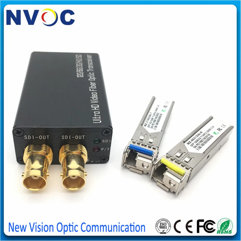 Mini 1Ch 3GSDI Over Fiber Media BNC Converter,1080P@60Hz 3G SDI Optic Video Transmitter Receiver with Tally/Data and Loopout