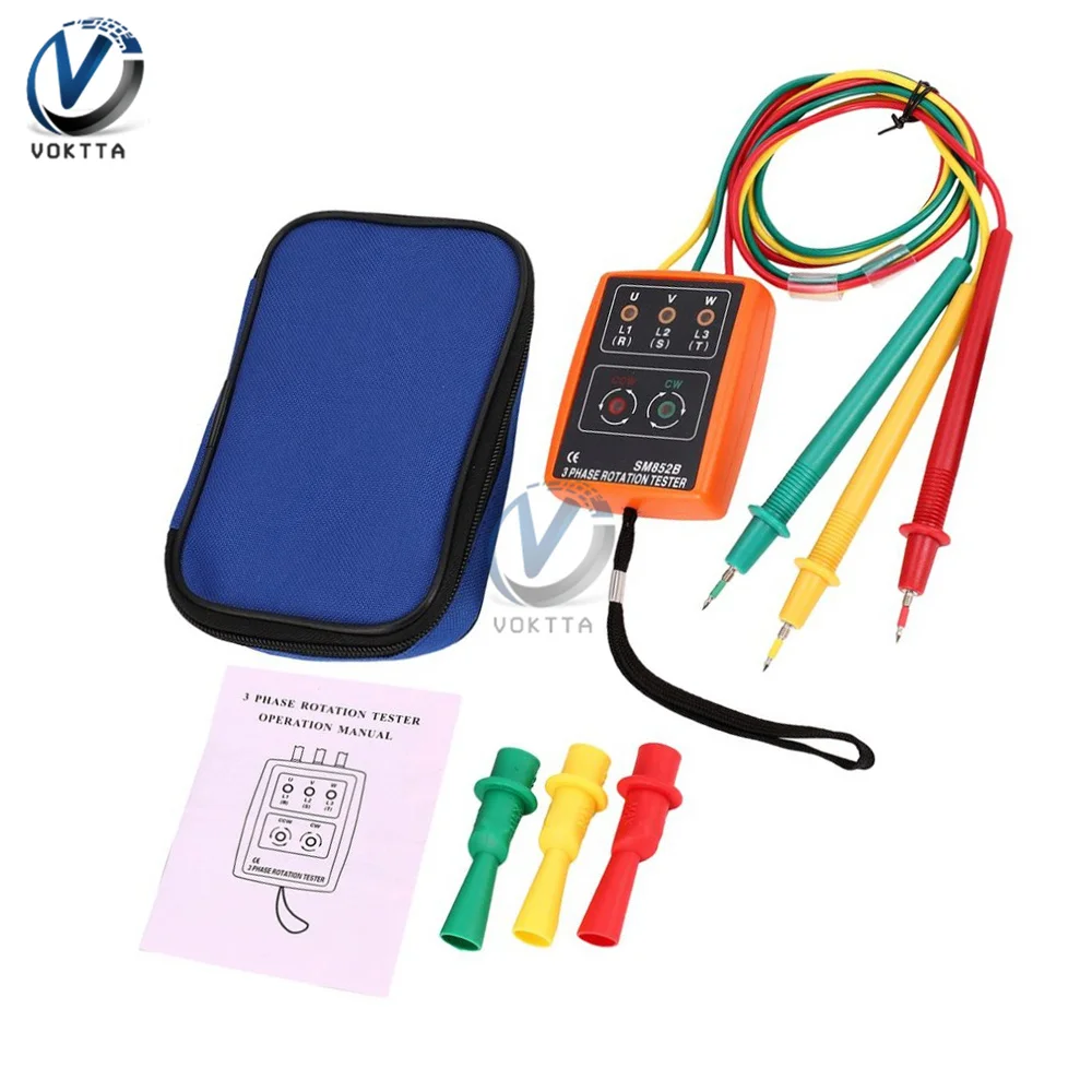 Imagem -06 - Digital Medidor de Seqüência de Fase Testador Fase ac Medidor de Seqüência de Fase Detector Indicador Led Buzzer 60v600v Tensão Tester Sm852b