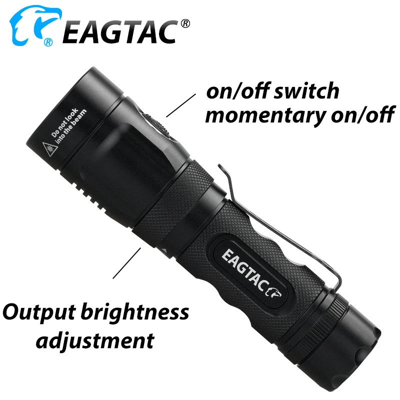 EAGTAC TX25C2 XML2 1350 Lumen Super Bright LED Flashlight  EDC Torch FREE 18650 3400MAH Battery Multi Mode Side Switch Strobe