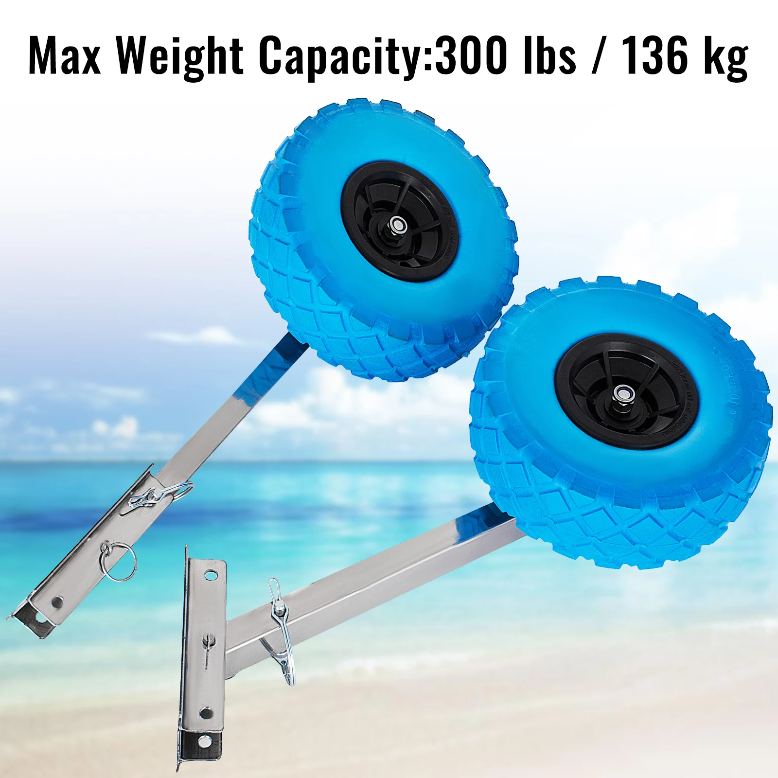 VEVOR Boat Launching Wheels 300 LBS Weight Capacity 304 Stainless Steel Brackets Polyurethane Foaming Wheels Moving Boat Tool