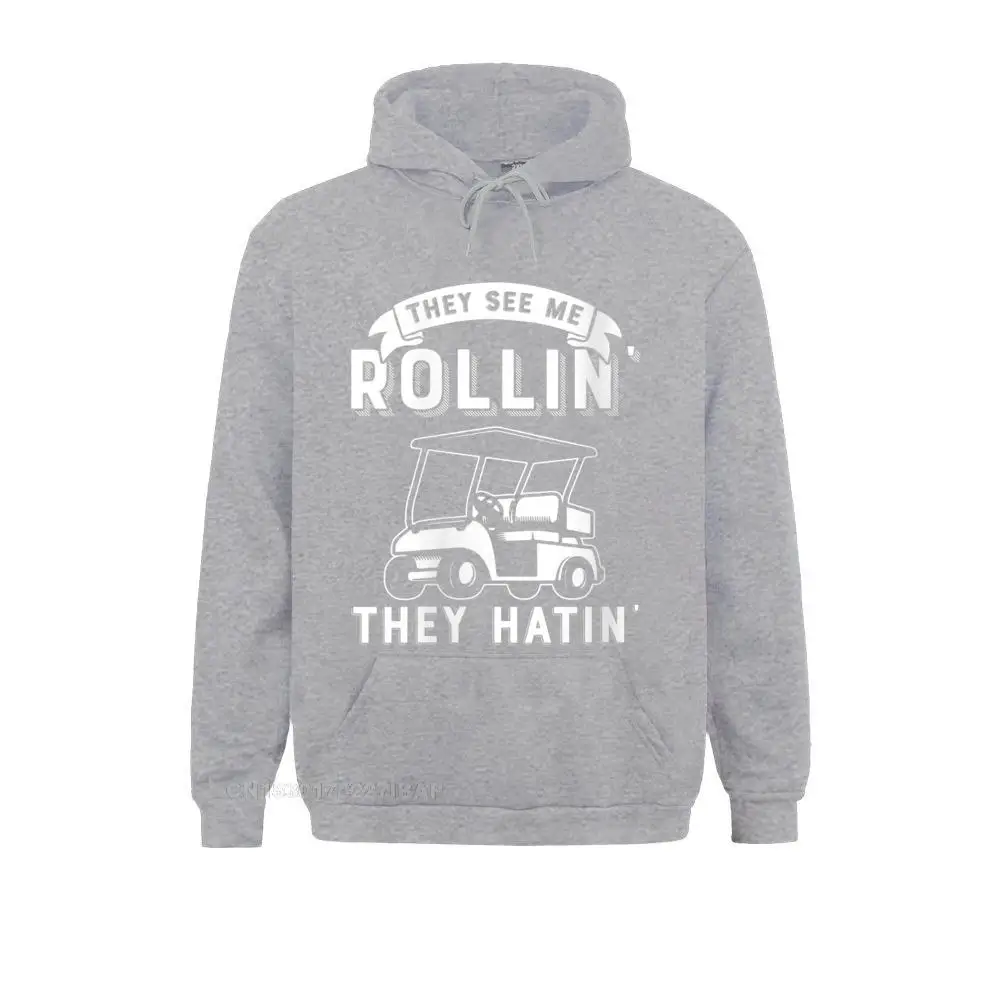 Men They See Me Rollin They Hatin Funny Golf Cart Meme Graphic Hoodie Classic Women Hoodies Fitness Clothes Family Sweatshirts