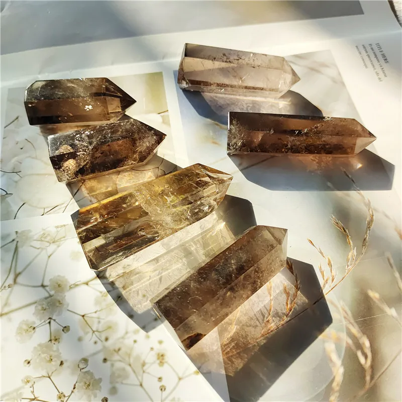 Natural Smoky Quartz Wand Point Crystal Healing Stones for Gift Home décor