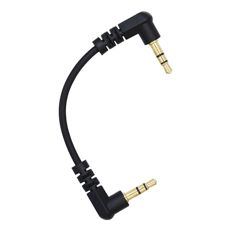 Short 10cm 20cm 3.5mm AUX Cable Male to Stero Audio Cable 90 Degree Two Right Angled 3/4 Pole Gold  for Car MP3/MP4 Audio Cable