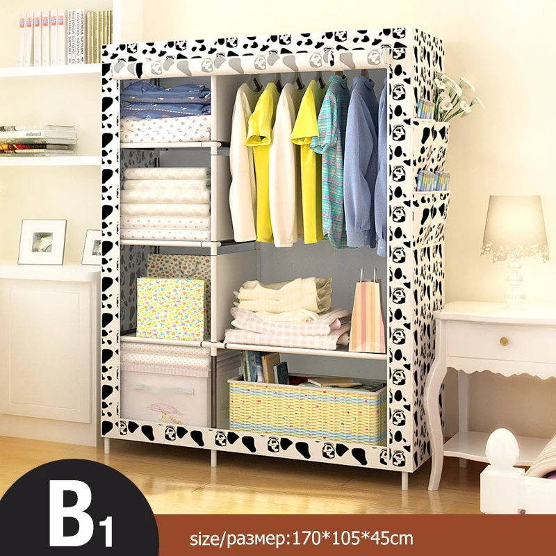 Bedroom Non-woven Cloth Wardrobe Folding Portable Clothing Storage Cabinet Dustproof Cloth Closet Home Furniture