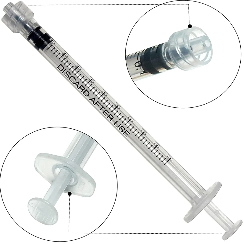 1CC/ML Luer Lock Syringe With Black Cap,Uses for Scientific Lab, Measurement and Dispensing Industrial