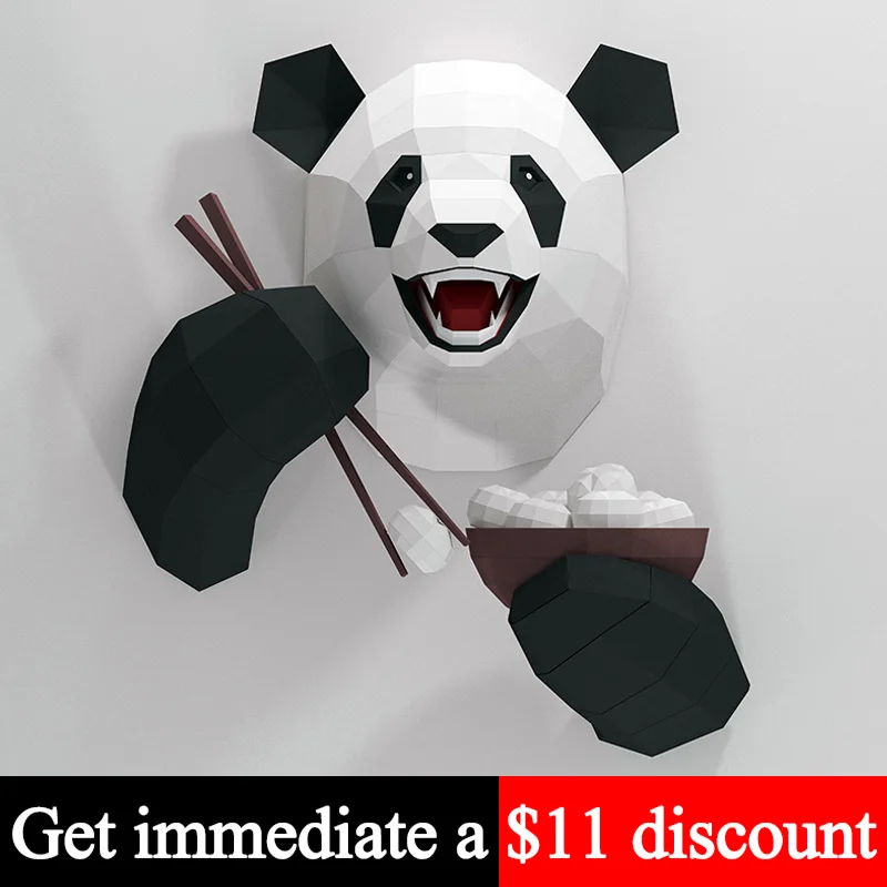 

80CM Eat Noodles Buns Panda Animal Wall Decor Home Art Decoration Paper Model,3D Papercraft,Handmade DIY Adult Craft Toy RTY237