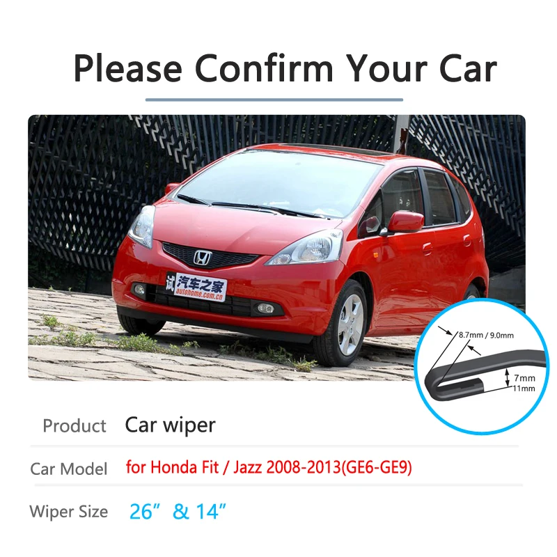 Car Wiper Blades for Honda Fit Jazz 2008~2013 Front Window Windscreen Windshield Wipers GE6 GE7 GE8 GE9 2010 Car Accessories