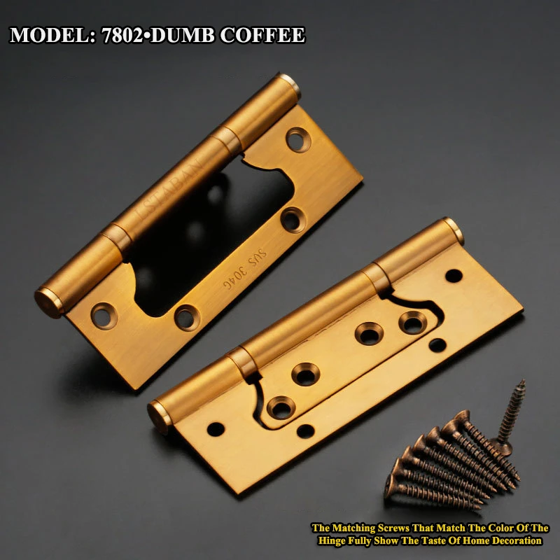 1 Pair Door Hinge 5 Inch 304 Stainless Steel Hinge Free Slotted Wooden Door Room Door Silent Discharge Rubber Buffer Hinge