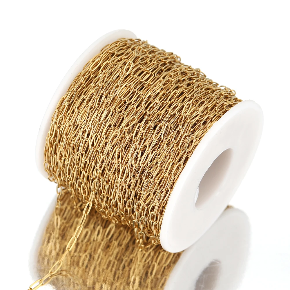 2 Meter 2,5 mm Edelstahl-Flach-Rolo-Ketten für DIY-Schmuckherstellung, Halsketten, Armbänder und Körperketten – Detail 6