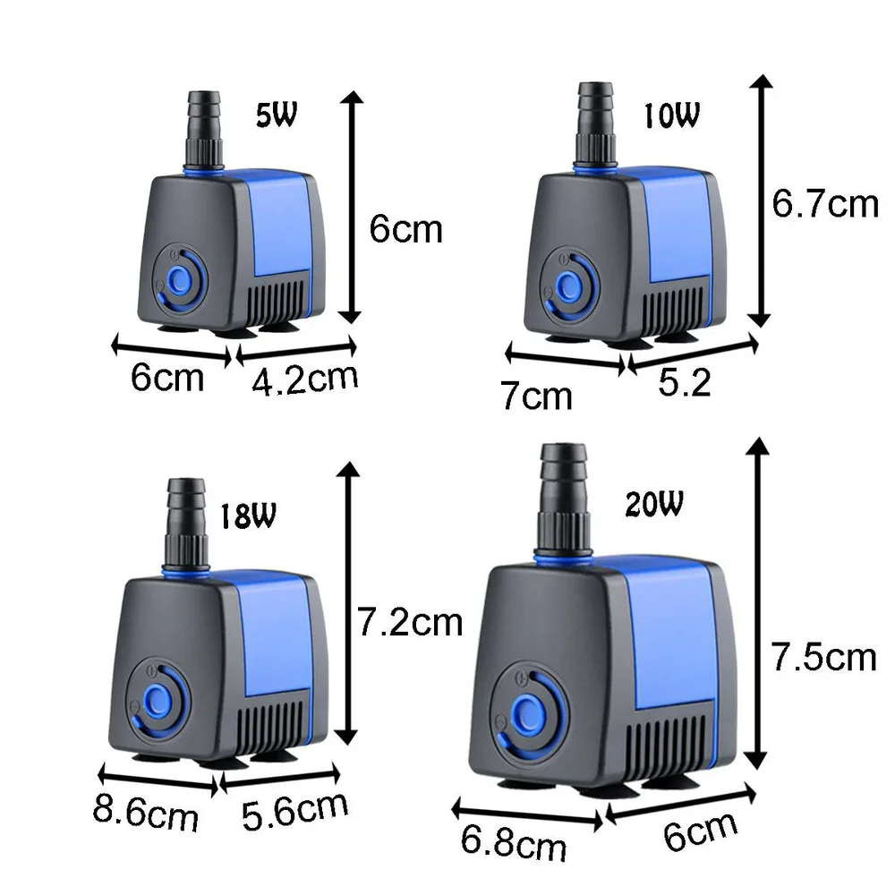 Mini bomba submersível para aquário, tanque de peixes, lago, fonte hidroponia, fluxo ajustável, 220v,-l/h