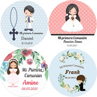 3-7 Cm, Mi Primera Comunion Sticker,  First Holy Name Of The Communion Collection, Baptism, CustomParty Gift Tag