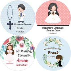 3-7 Cm, Mi Primera Comunion Sticker,  First Holy Name Of The Communion Collection, Baptism, CustomParty Gift Tag