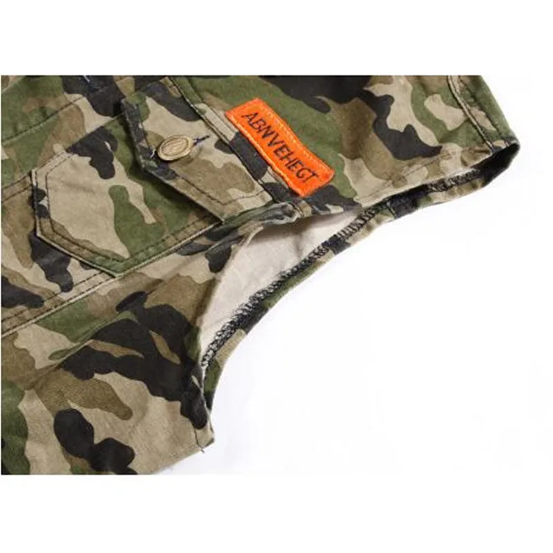 New Autumn Men\'s Camouflage Denim Vests Military Sleeveless Jeans Jackets Fashion Casual Male Vest Camo Waistcoats Homme M-5XL