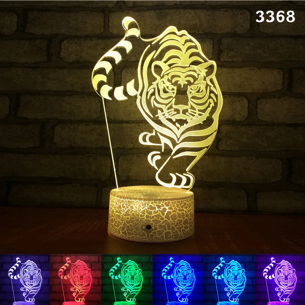 3d Lamp Illusion Tiger Figures Night Light for Children Bedroom Decoration Table Lamp Kids Toys Birthday Party Christmas Gift