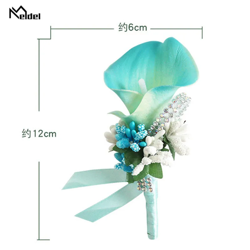 Meldel casamento corsage noivo broche pinos corsages casamento e boutonnieres branco buttonhole plutônio calla homem acessórios de casamento