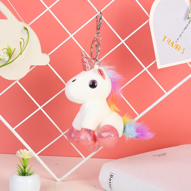 13cm Lovely Unicorn Plush Doll Toy Pendant Stuffed with Keyring for Children Kids Birthday Christmas Gifts