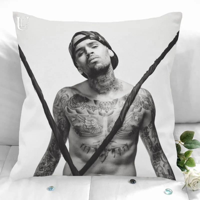 New Chris Brown Pillowcase Wedding Decorative Pillow Case Customize Gift For Pillow Cover 35X35cm,40X40cm(One Sides)