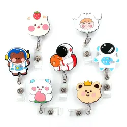 New Cute Bear And Hero Astronauts Style Retractable Badge Holder Reel Nurse Exhibition Enfermera Card Holder Accessory