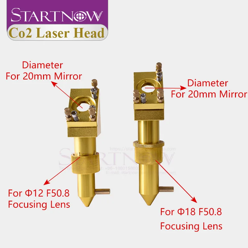 Startnow DIY CO2 Laser Head Set 12mm 18 Focus Lens & 20mm Mo Si Mirror Laser Integrative Mount Holder For 4060 K40 Laser Machine