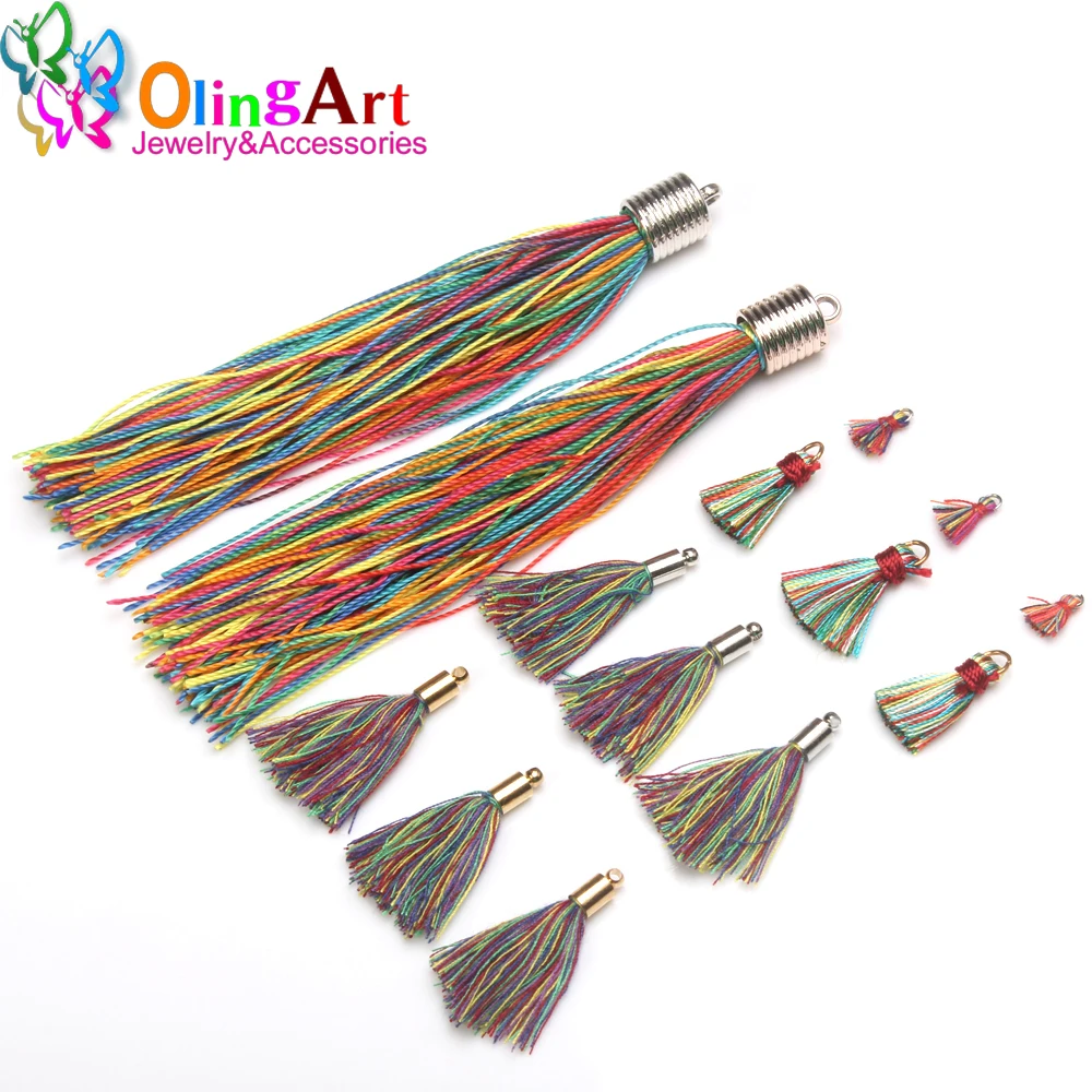 Olingart Colorful Silky tassel Charms /cotton tassels/mini tassel/jewelry making DIY Pendant Drop earrings Necklace Bracelet