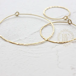 DIY Supply-20 Pieces Solid Raw Brass Hammered Cut Earring Finding - Earring Hook - Earring Hoop (4534C)