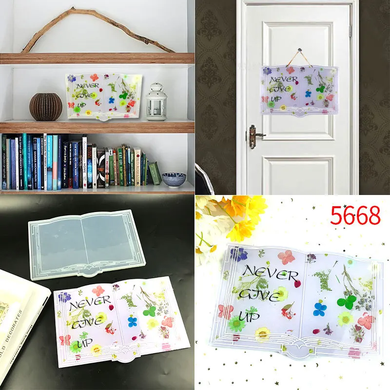 Large Book Resin Mold Silicone Mold for Resin Casting 3D Open Book Silicone Mold for Epoxy Resin Wall Hanging Home Decoration