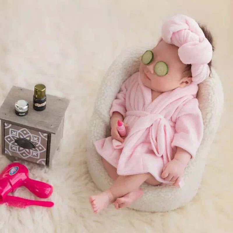 Neue Baby Bademäntel Bad Handtuch Einfarbig Warme Baby Mit Kapuze Robe Mit Gürtel Neugeborenen Fotografie Requisiten Baby Foto Schießen Zubehör