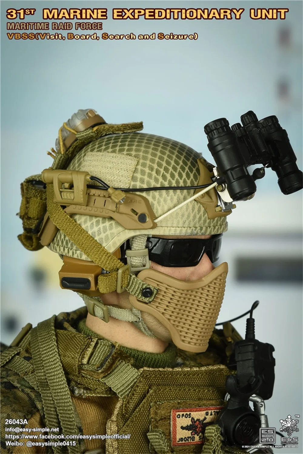 Easy&Simple 1/6th 26043 A 31st Marine Expeditionary Unit Maritime Raid Force VBSS Night Vision Head Helmet Model For Doll DIY