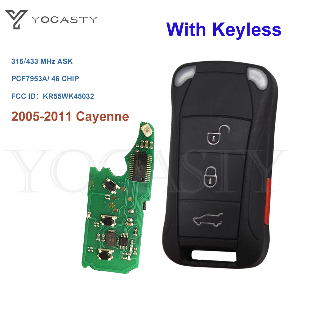 

YOCASTY Keyless Entry Smart Flip Remote 433 315 Mhz Car Key Fob for Porsche for Cayenne 2005 2006 2007 2008 2009 2010 2011