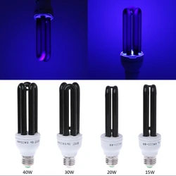 Lâmpada uv ultravioleta 15w 20 30 40 preto luz azul lâmpada fluorescente lâmpada de detecção e27 220v violeta isca decoração da lâmpada