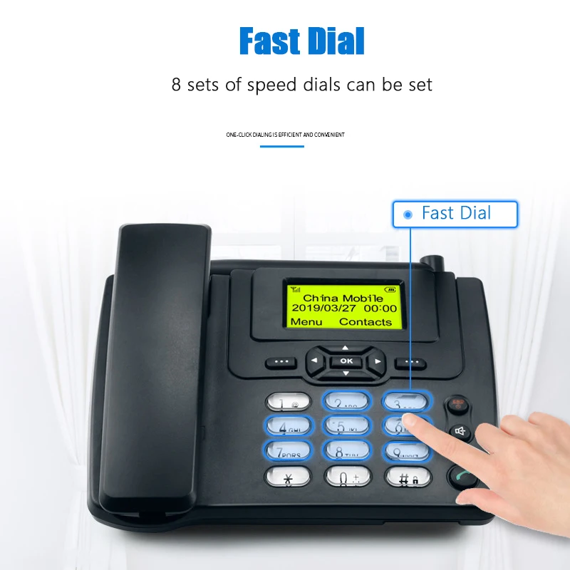 GSM 2G SIM Card Desktop Wireless Phone Home Landline Telephone With FM Radio Fixed Radiotelephone Wired Phone Home Black