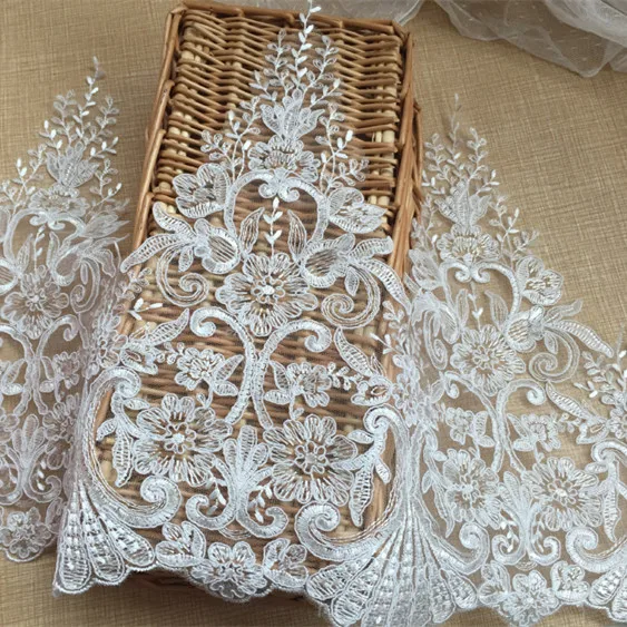 Ivory French Lace Wedding Veil with Car Embroidery, Trim DIY Accessories, 3Yards/Lot, RS451