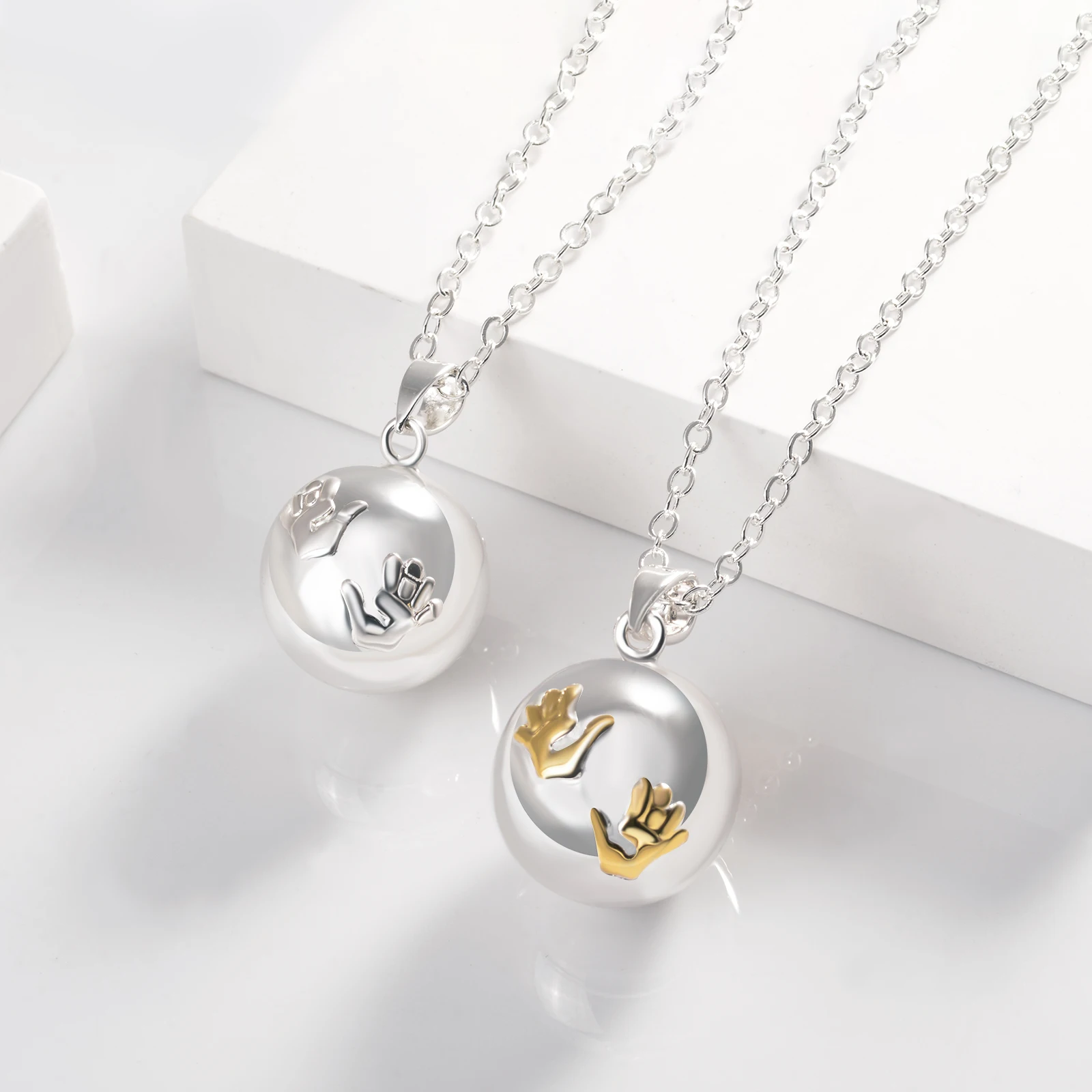 Eudora 20mm Harmony Bola Ball Baby hands design Pregnancy Chime Musical Bola Angel Caller Bola Pendant Necklace for Women Gift